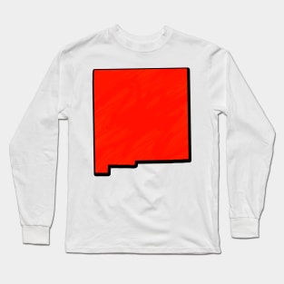 Bright Red New Mexico Outline Long Sleeve T-Shirt